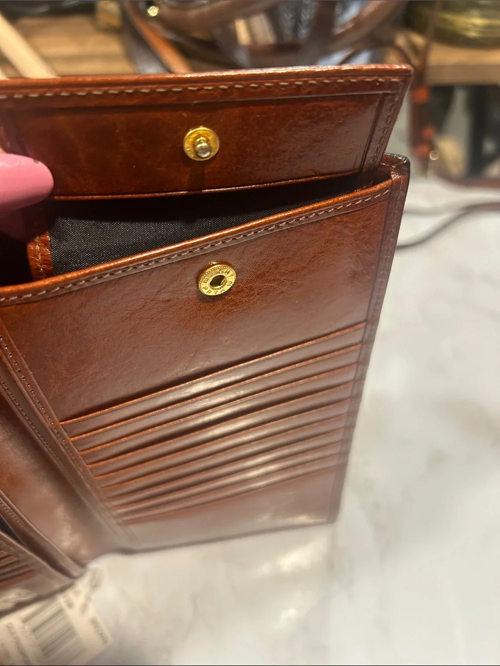 Tumi Cognac Brown Leather Card & Passport Holder wallet organizer